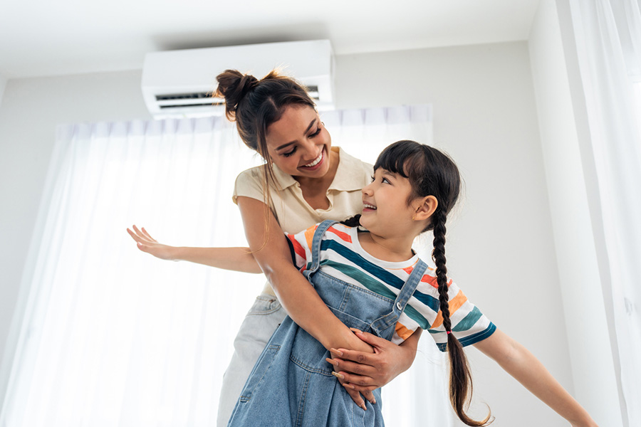 happy family, parent spend free time with kid together at home
